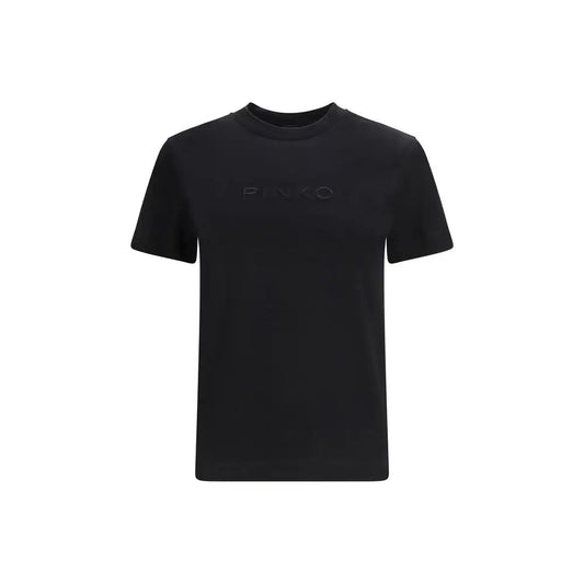 Sort pinko black cotton t-shirt med subtilt relievet pinko-logo på brystet