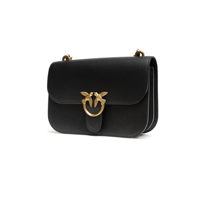 PINKO Black Leather Love Bell Classic Shoulder Bag