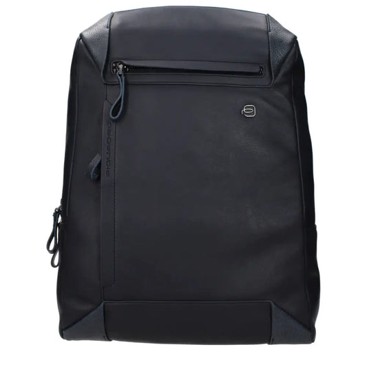 Piquadro Blue Leather Backpack with sleek design and leather accents