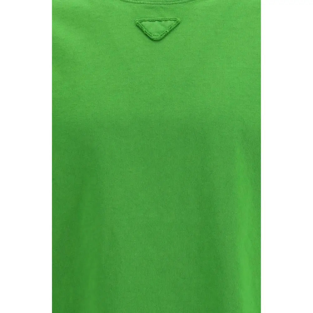 Prada bicolor cotton t-shirt med lys grøn Prada-logo