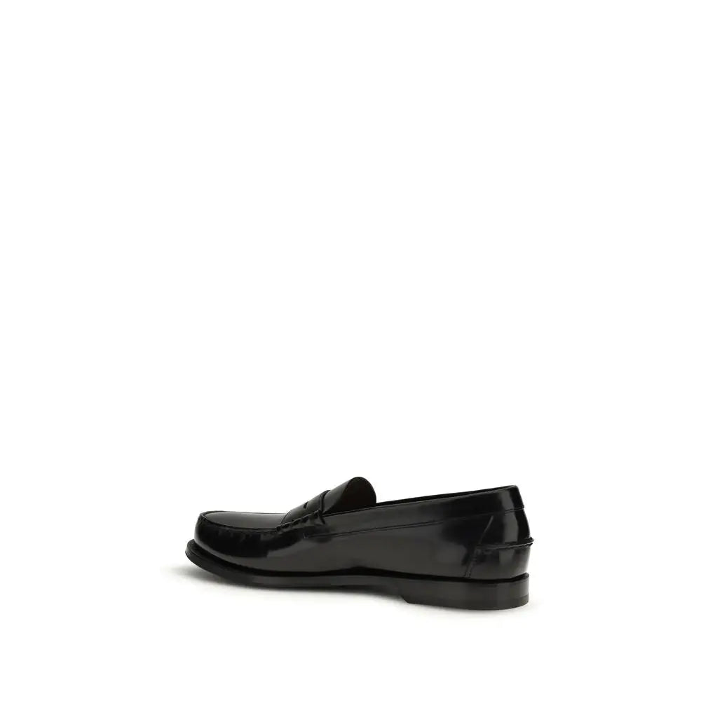 Prada Bos Taurus sorte læder slip-on loafers, 100% originale