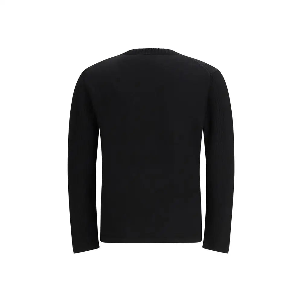 Prada black fleece wool sweatshirt med lange ærmer og glat stof