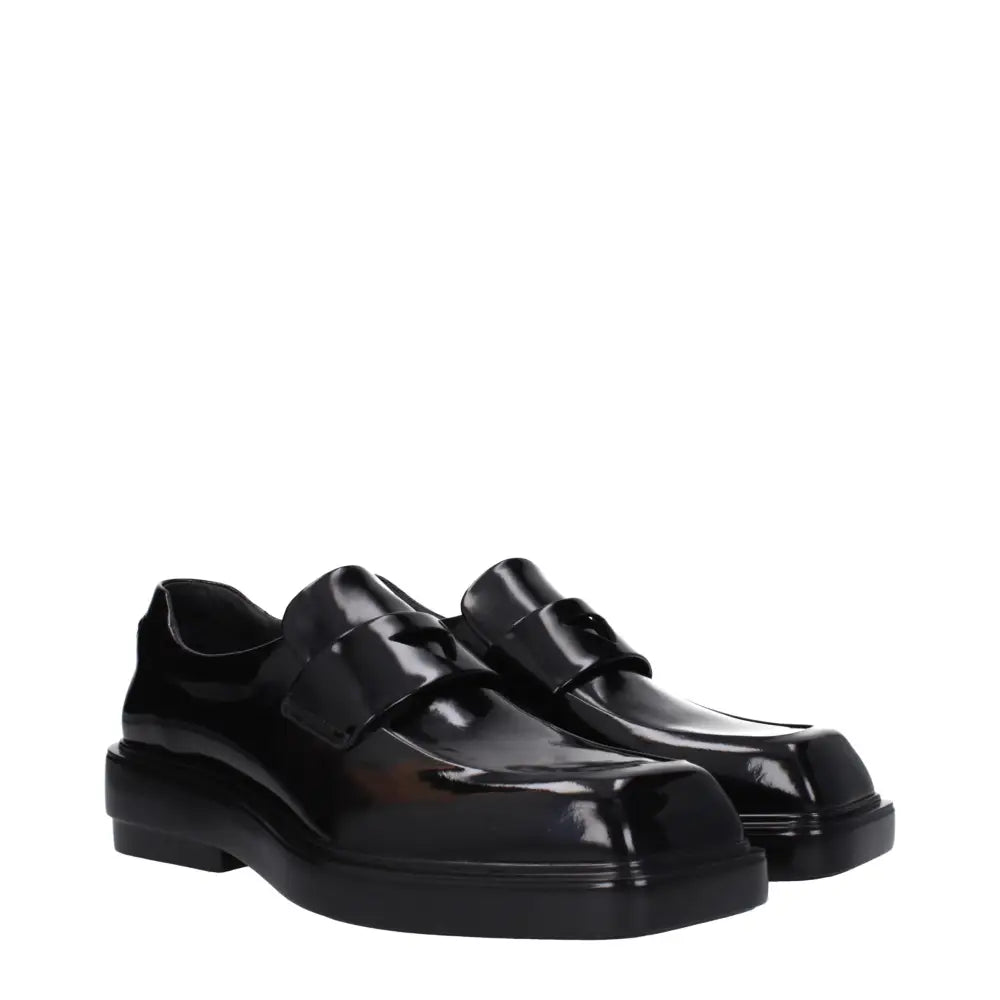 Prada Black Leather Slip-On Loafers - Loafers