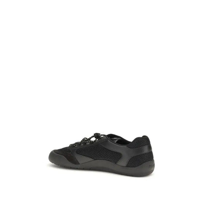 Prada black polyester athletic sneakers in sleek mesh and leather design