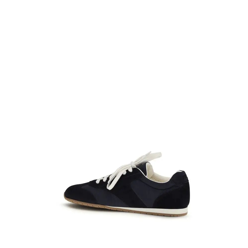 Prada blue calf leather Bos Taurus low-top sneaker i navy suede