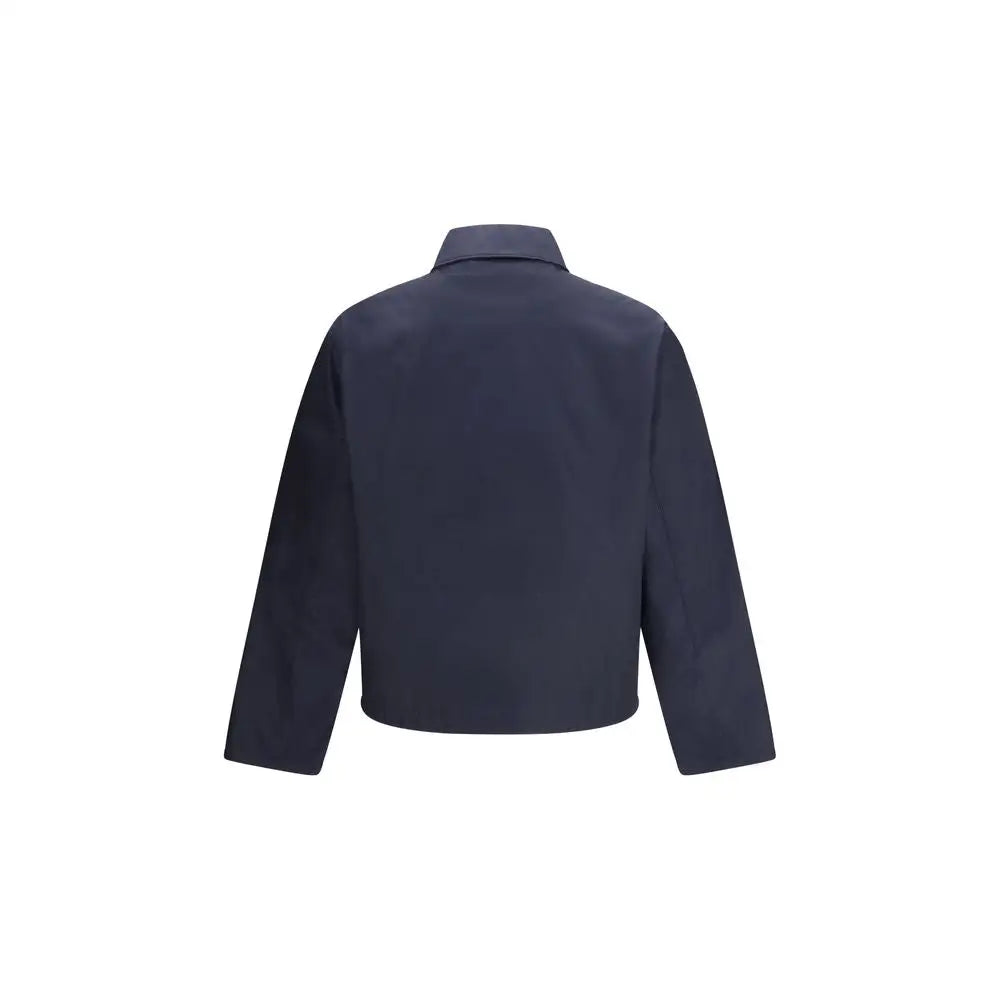 Mørk marineblå Prada blue nylon langærmet nylon shell jacket med struktureret krave