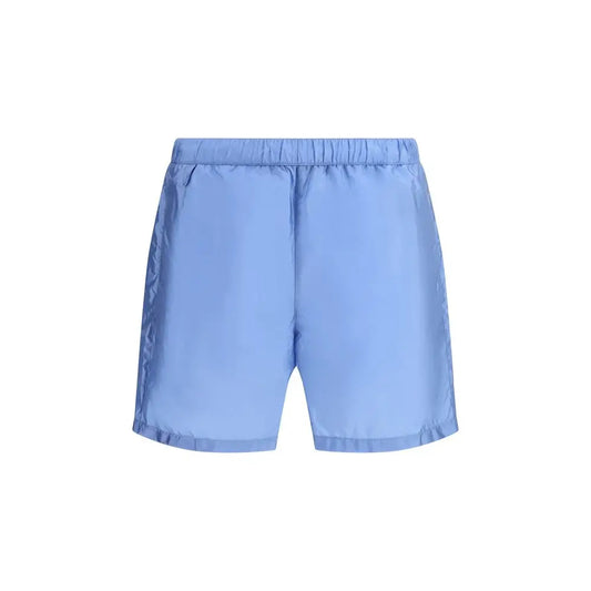 Prada blue recycled polyamide swim shorts i lyseblå farve med elastik og sidesømsdetaljer