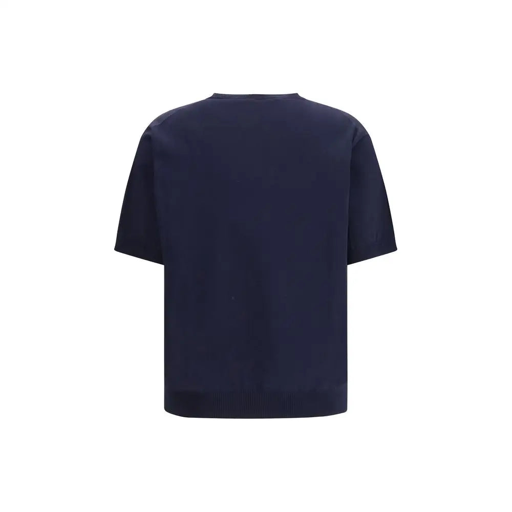 Prada blue silk sweatshirt med navy blå kortærmet T-shirt i afslappet pasform og ribbet rund hals