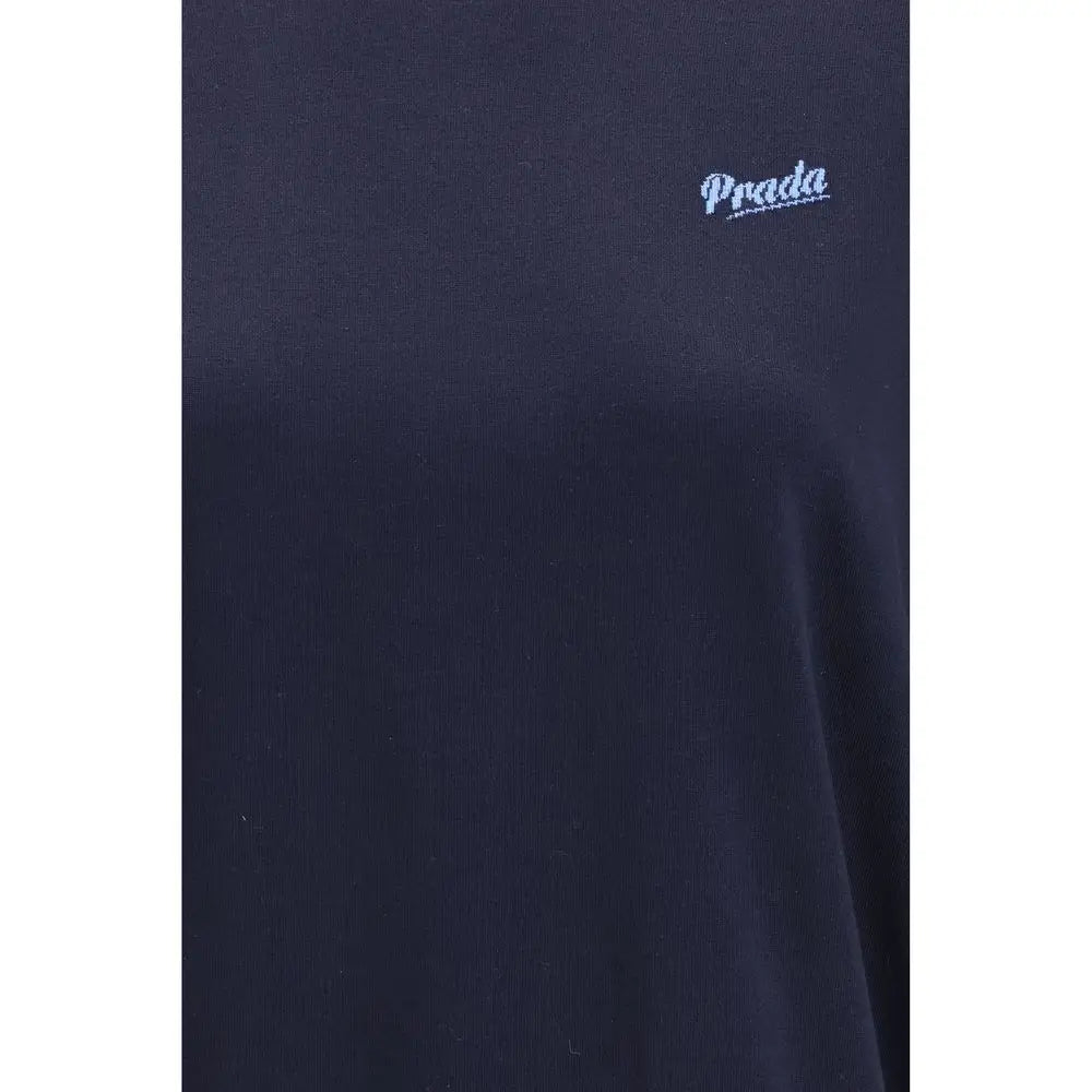 Prada blå silke sweatshirt med navy blå Prada-logo broderet