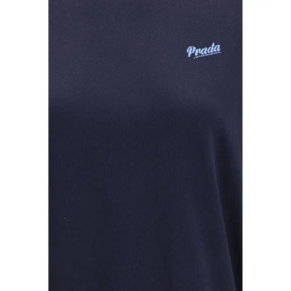 Prada blå silke sweatshirt med navy blå Prada-logo broderet