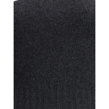 Mørkegrå rib-strikket fleece ull top fra Prada med hejret tekstur
