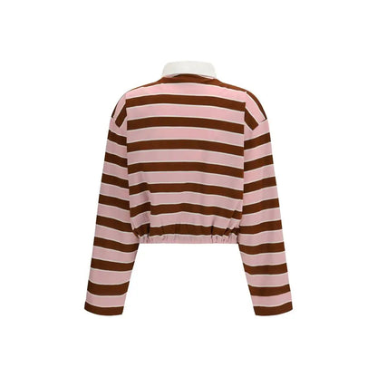 Prada multicolor cotton sportswear: striped pink and brown top