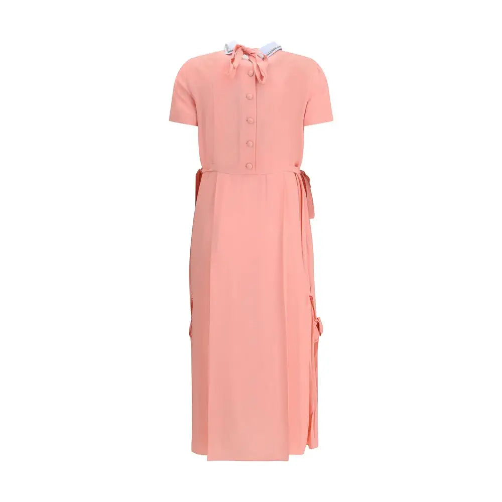 Prada multicolor viscose casual dress i blødt ferskenfarve med slips