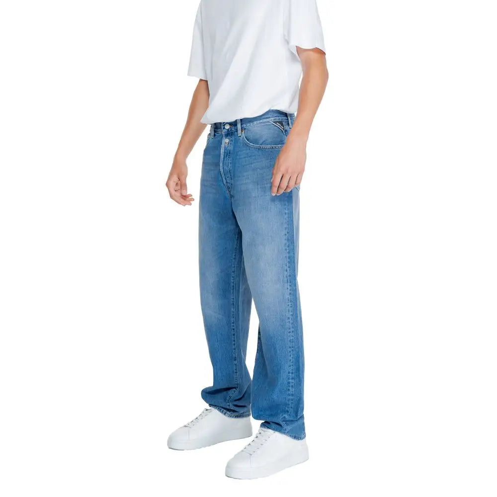 Replay Blue Cotton afslappede jeans i lys blå denim, straight-leg
