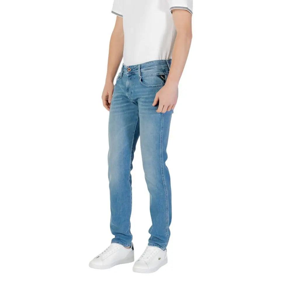 Replay Blue Cotton skinny jeans bagside med falmet slim fit