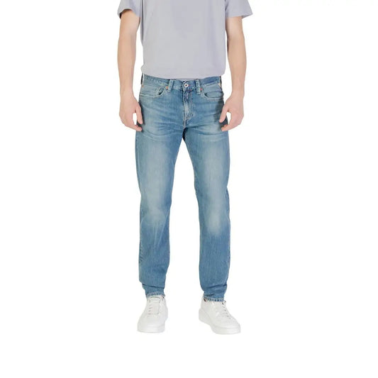 Replay Blue Cotton skinny jeans med lys plysning og straight-leg snit