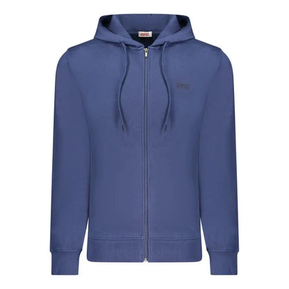 Flotte blå hoodie til mænd i bomuld med broderet logo og matchende snører