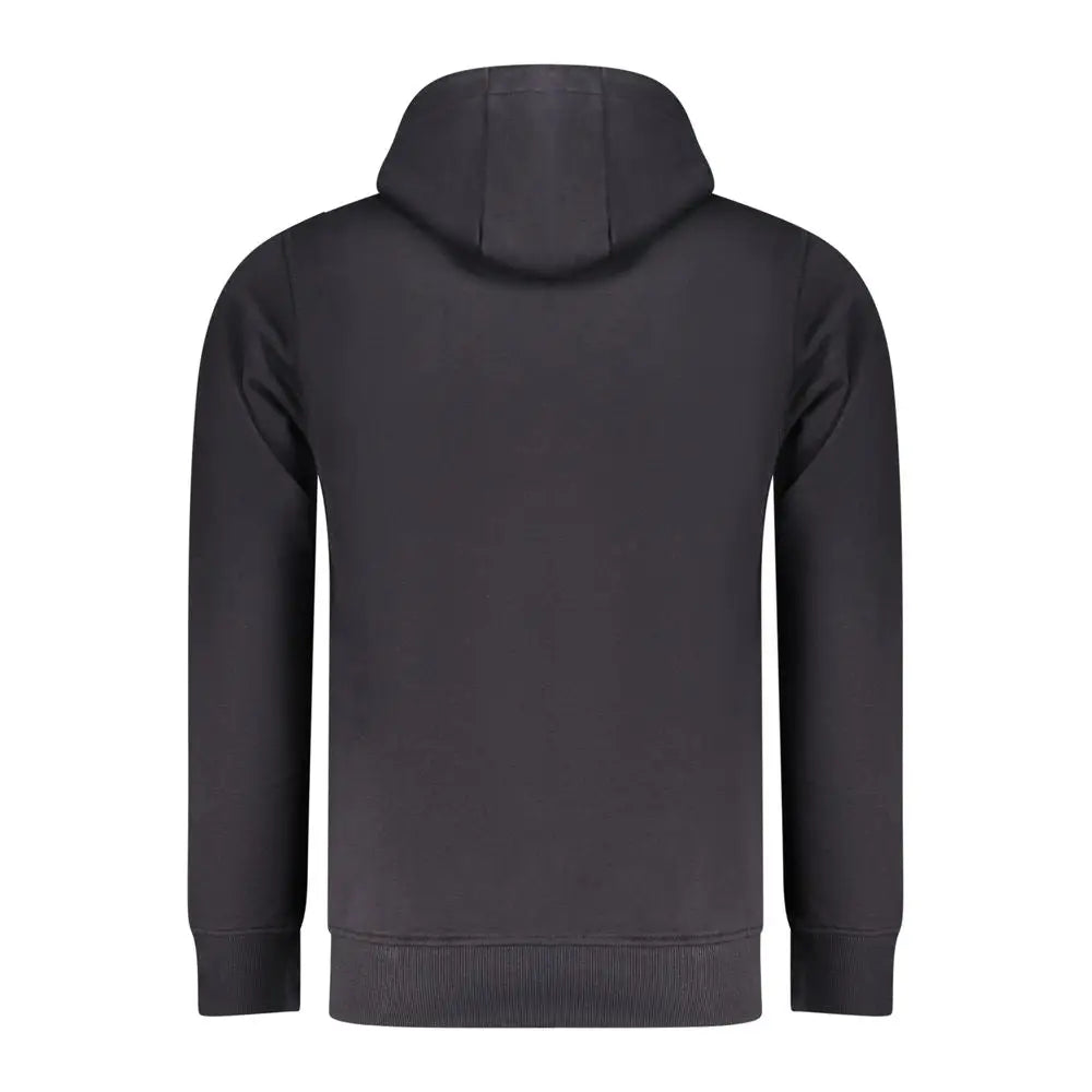 Rifle blå farve hoodie i bomuld med ribbet manchetter og søm, 100% originale brands