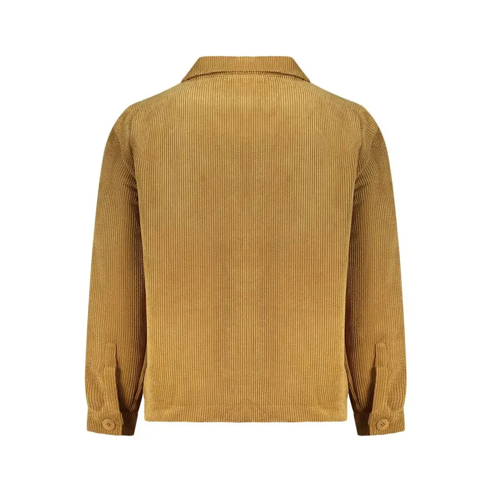 Rifle marrone polyester jakke i sennegult corduroy med klassisk krave