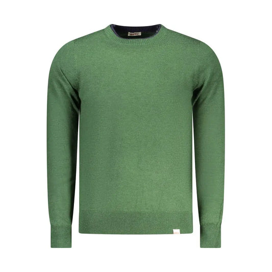 Solid grøn rifle verde herre sweater med ribbet manchetter og tekstureret strik