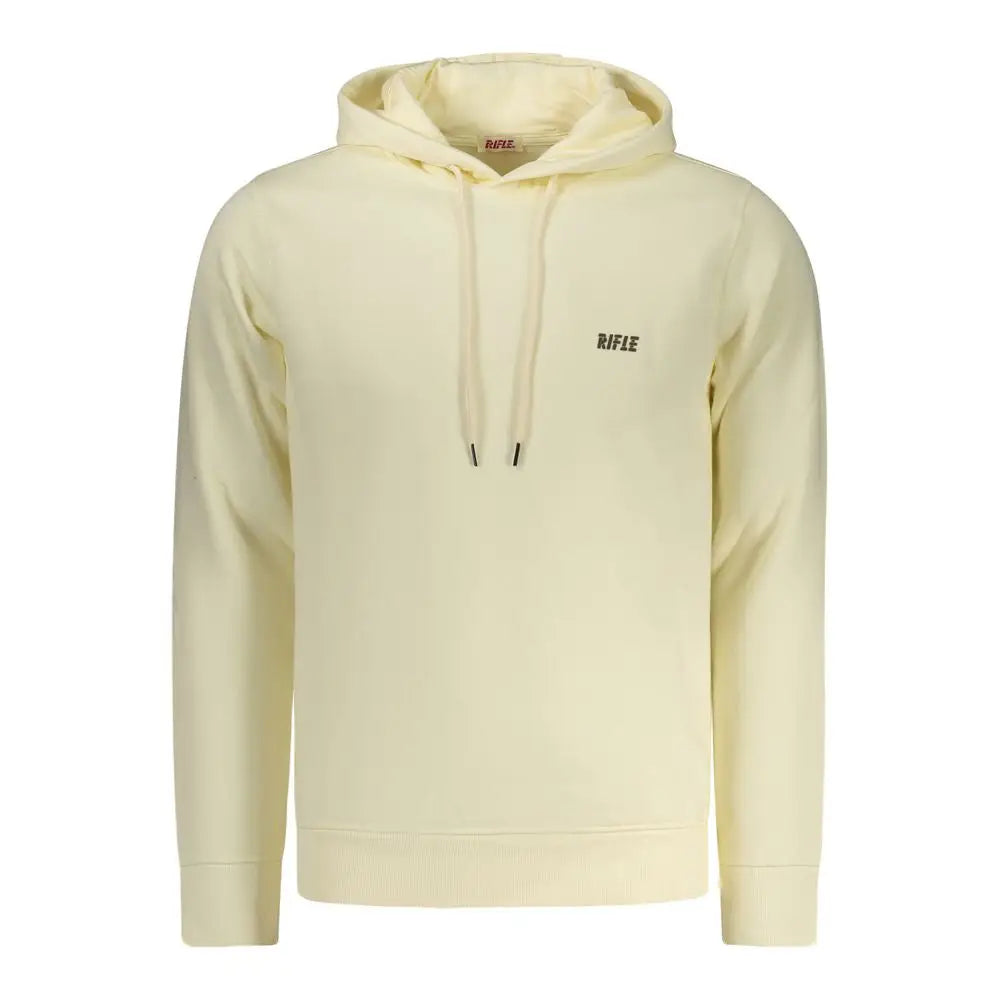 Hvid bomuld herre sweatshirt med rifle-motiv og lys gul farve