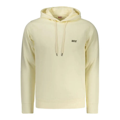 Hvid bomuld herre sweatshirt med rifle-motiv og lys gul farve