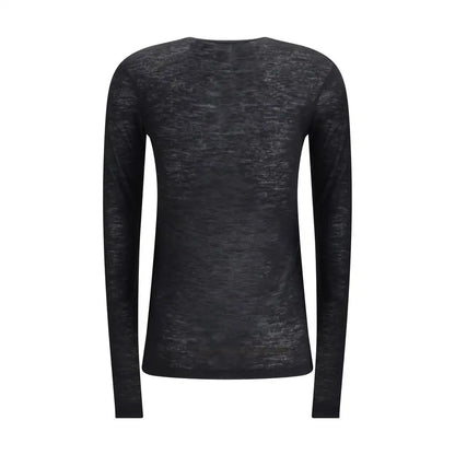 Saint Laurent sort cashmere langærmet T-shirt med tekstureret fade finish