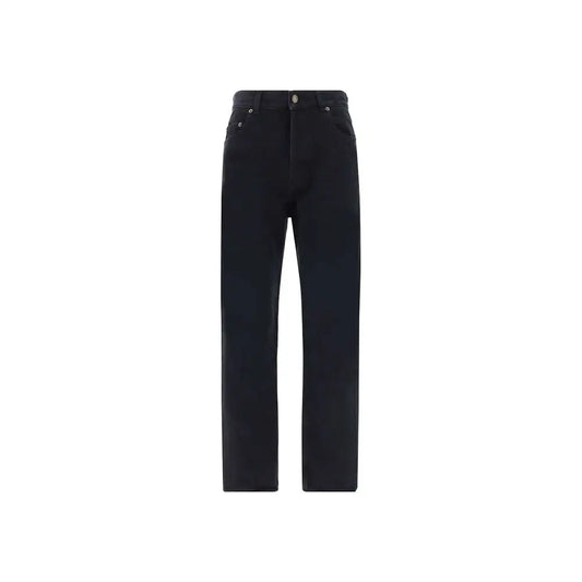 Saint Laurent black cotton straight-leg jeans med femlommer