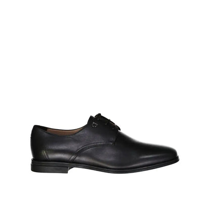 Salvatore Ferragamo black calfskin oxfords and derbies, polished leather derby