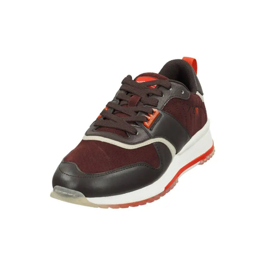 Scotch & Soda multicolor cowhide athletic sneakers i maroon og sort med orange detaljer
