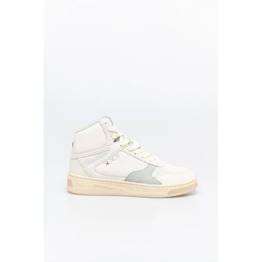 Hvide Scotch & Soda high-top sneakers med perforeret læder, tekstureret stribe og cremfarvet gummisål. Spar 30-70% på 100% originale brands