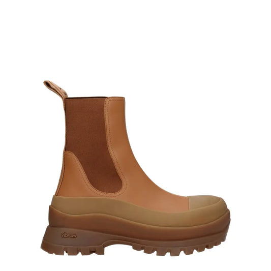 Stella McCartney brun læder ankle boots med chunky sål
