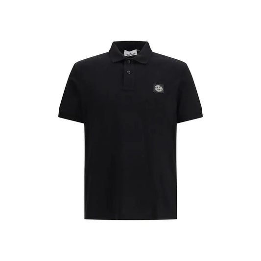Stone Island sort sortærmet polo i sort bomuld med logo