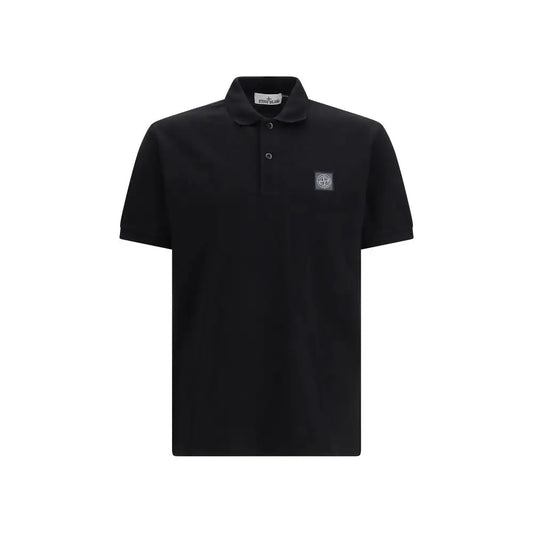 Stone Island sort sort polo i sort sort stof med logo