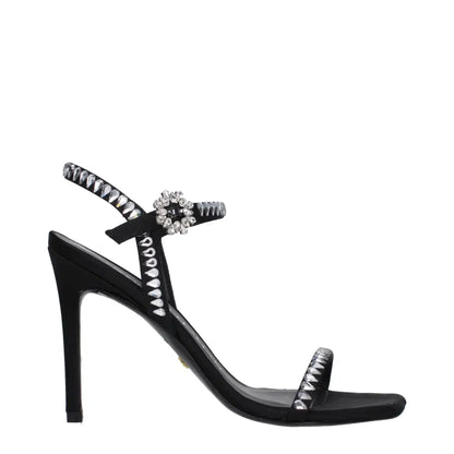 Stuart Weitzman Black Satin Stiletto Heels Sandals