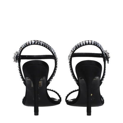 Stuart Weitzman Black Satin Stiletto Heels Sandals