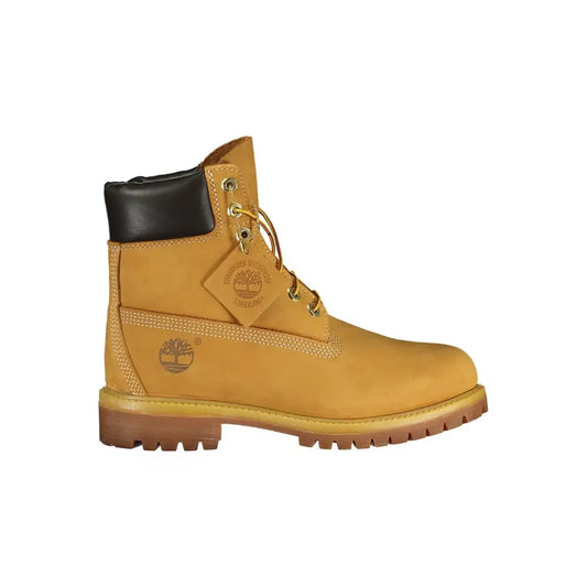 Tan Timberland støvle med sort læderkrave i Azzurro polyester jakke