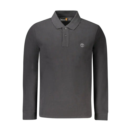 Timberland black cotton polo shirt med mørkegrå langærmet design
