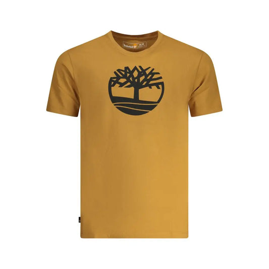 Timberland marrone t-shirt i sennepsgul med sort trælogo på brystet