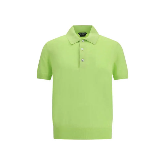 Tom Ford bicolor polo shirt i levende limegrøn bomuld med klassisk krave
