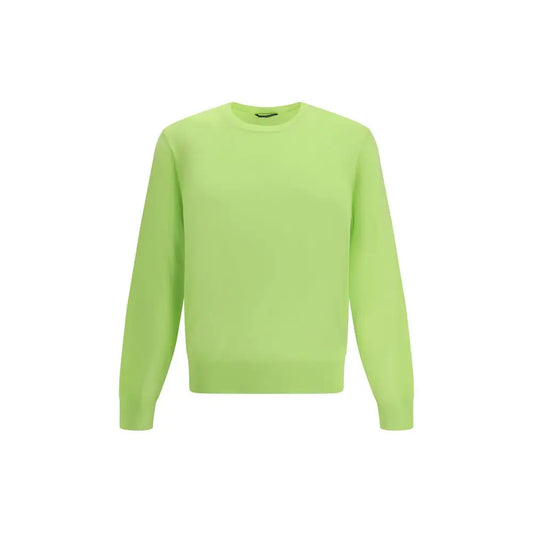 Tom Ford bicolor cotton sweatshirt i levende limegrøn med glat strik og ribkante