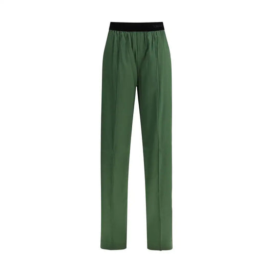 Tom Ford bicolor silk casual pants i olivengrøn med sort elastik