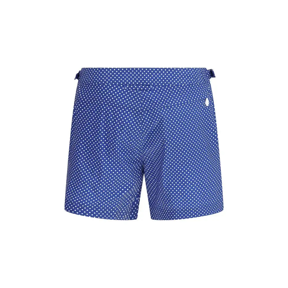 Tom Ford blue polyester shorts med hvide prikker og logo