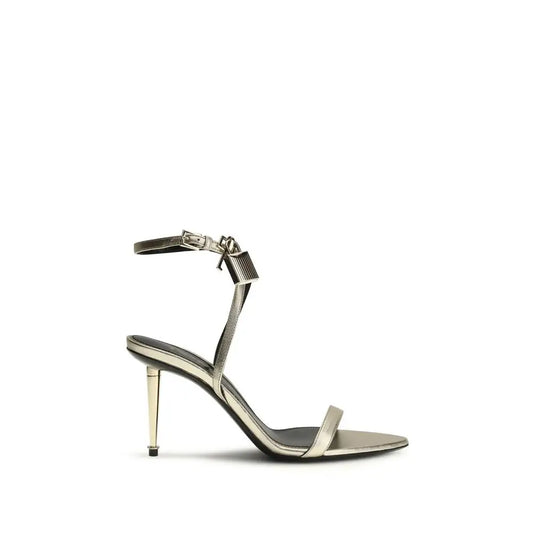 Sleek Tom Ford Bos Taurus stiletto heel sandal in silver med låsformet spænde