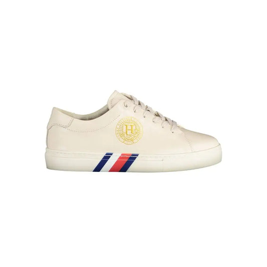 Tommy Hilfiger Beige Leather Women Sneakers - Sneakers