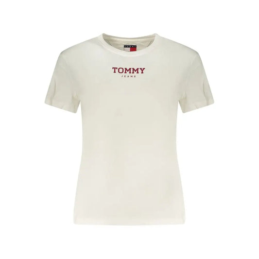 Tommy Hilfiger Bianco bomuld kvinders t-shirt i creme med subtilt rødt logo