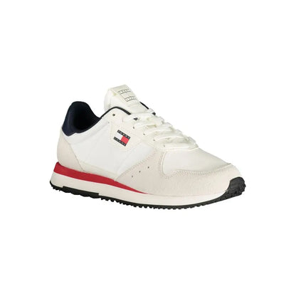 Hvid Tommy Hilfiger Bianco lædersneaker med røde og sorte accenter