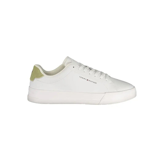 Hvid Tommy Hilfiger sneaker med olivengrøn accent og minimalistisk design