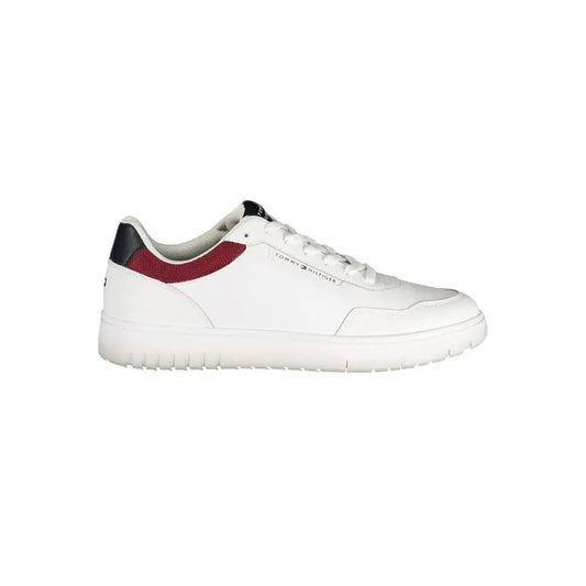 Hvid Tommy Hilfiger Bianco polyurethan herresneaker med røde og sorte accenter
