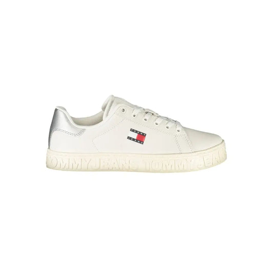 Tommy Hilfiger Bianco kvinders sneaker i hvid læder med sølv hæl